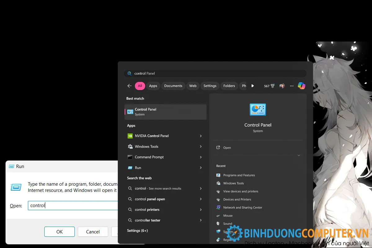 Tìm đến Control Panel trên Windows 11