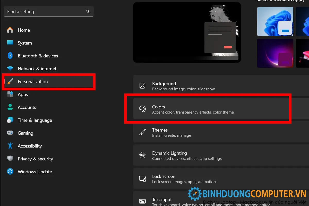Sử dụng mục Colors để tắt hiệu ứng máy