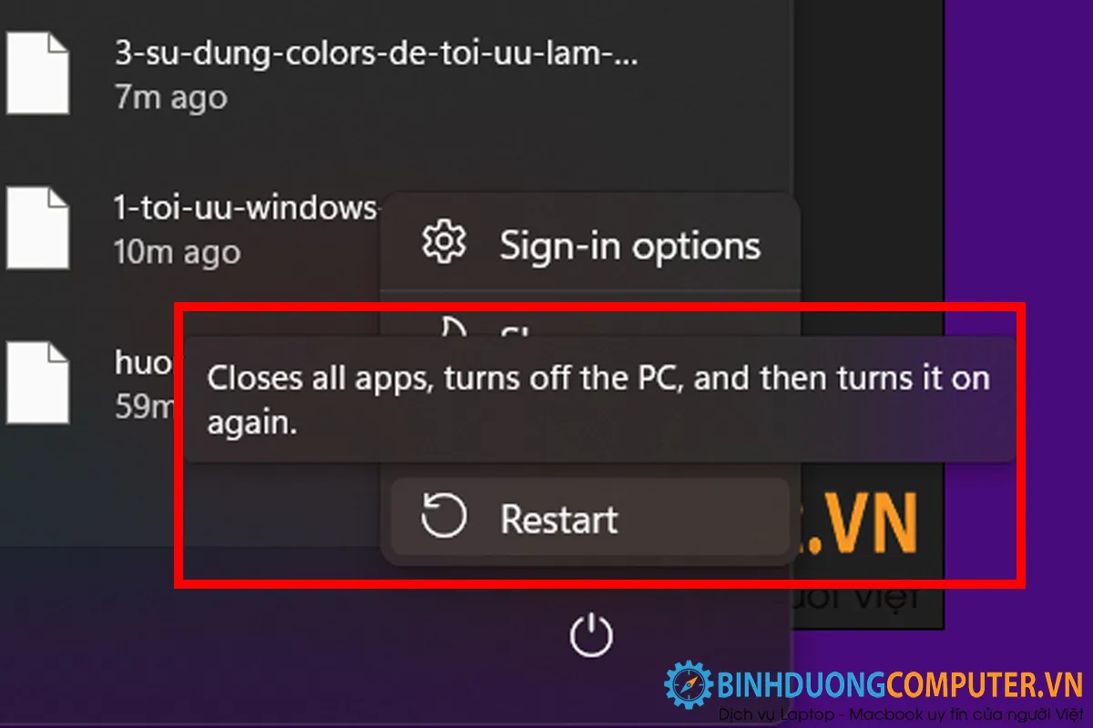 Khởi động lại hệ thống máy tính