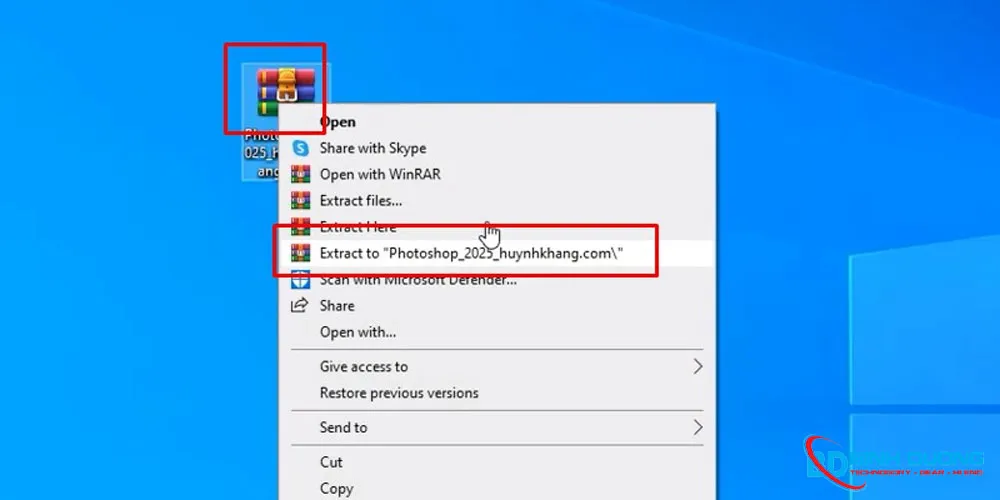 Bước 1: Sau khi bấm tải về bạn cần phải giải nén phần mềm Photoshop 2025