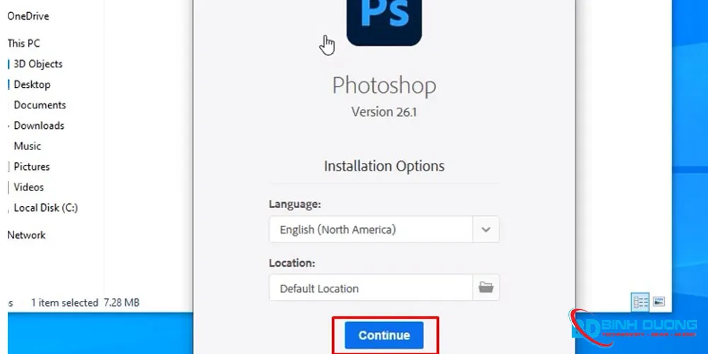 Bước 3: Và sau đó Bấm continue