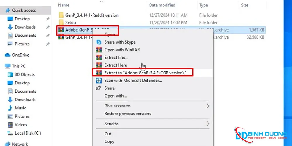 Bước 5: Giải nén thư mục Adobe-GenP-3.4.2-CGP