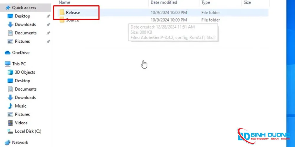 Bước 7: Vào thư mục Release