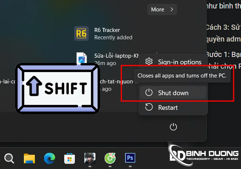 Cách tắt nguồn máy tính nhanh chóng không gặp lỗi