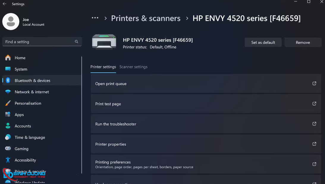 Cài máy in làm mặc định