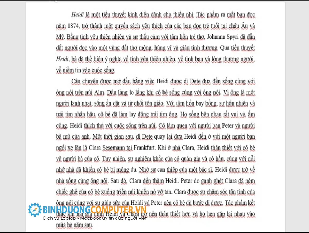 Bản word sau khi được canh chỉnh