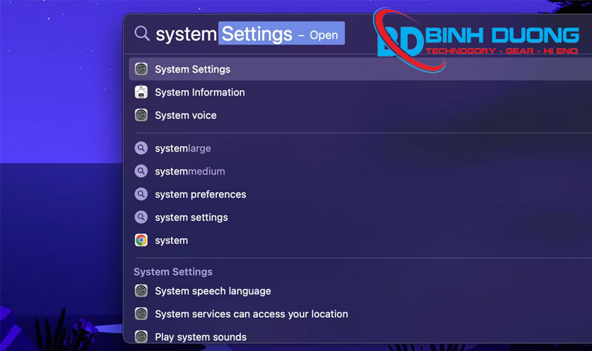 Mở setting trên macbook