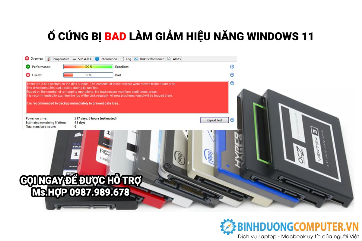 Ổ cứng bị lỗi khiến máy bị chậm đi