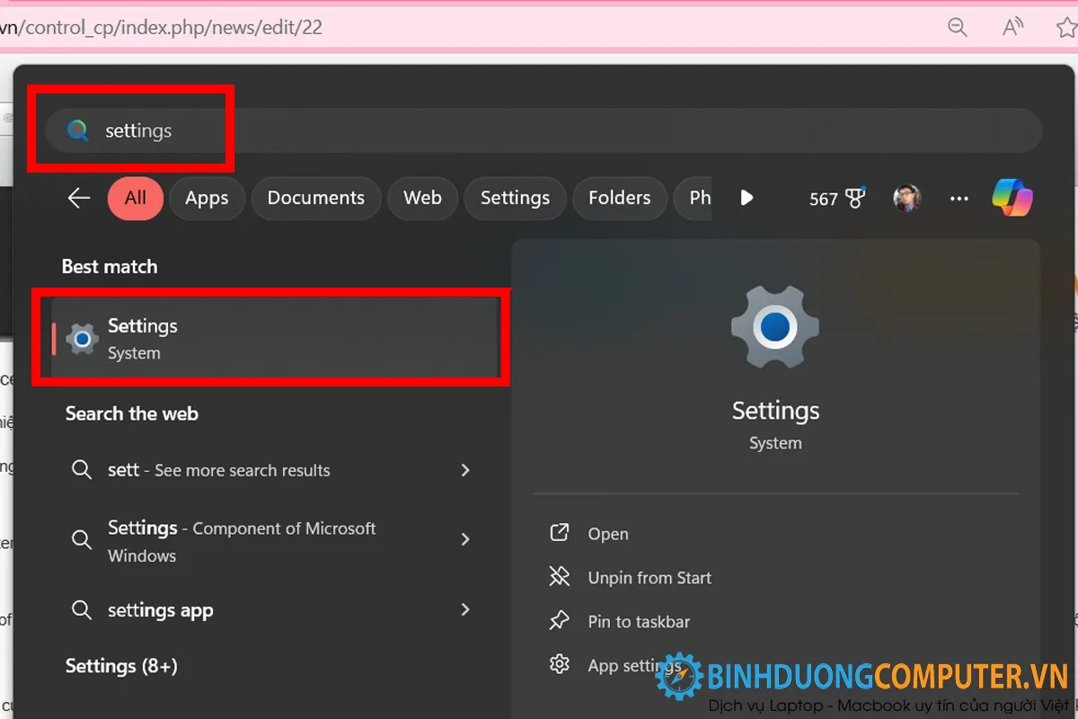 Truy cập Settings để giúp Windows 11 của bạn mượt mà hơn