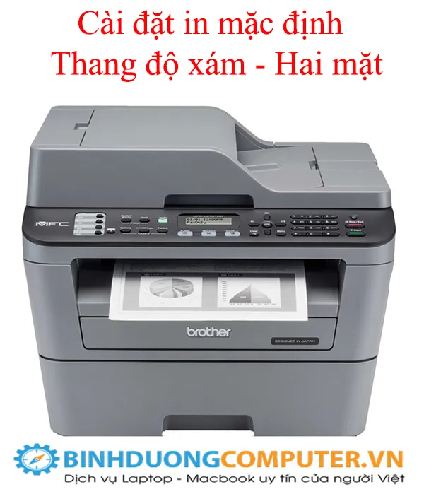 Cài đặt tùy chọn in mặc định - Thang độ xám - Hai mặt