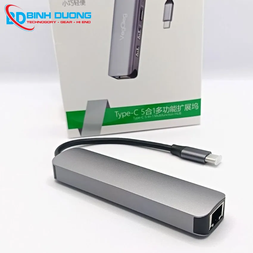 BỘ CHUYỂN ĐỔI VEGGIEG USB Type C SANG HDMI+2xUSB 3.0+PD+RJ45 V-TC05R