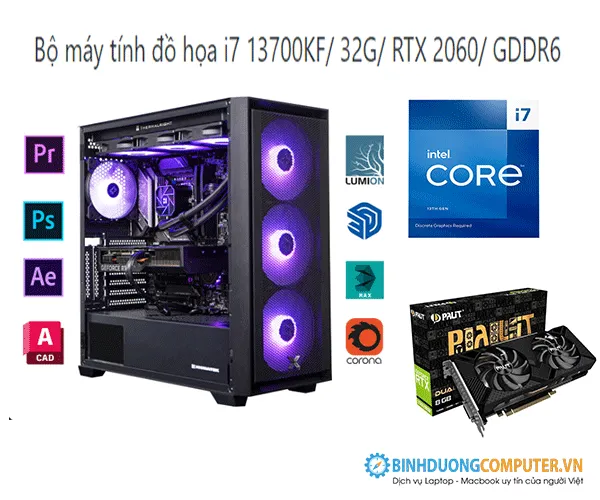 Bộ máy tính đồ họa i7 13700KF/ 32G/ RTX 2060/ GDDR6