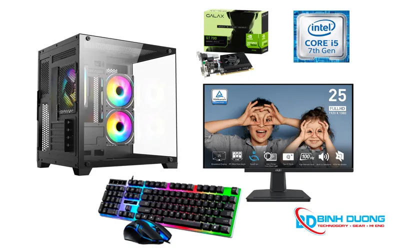 Bộ máy tính gaming giá rẻ I5-7400/ ram 8G / SSD 256/ 24.5Inch