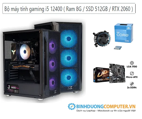 Bộ máy tính gaming i5 12400 ( Ram 8G / SSD 512GB / RTX 2060 )