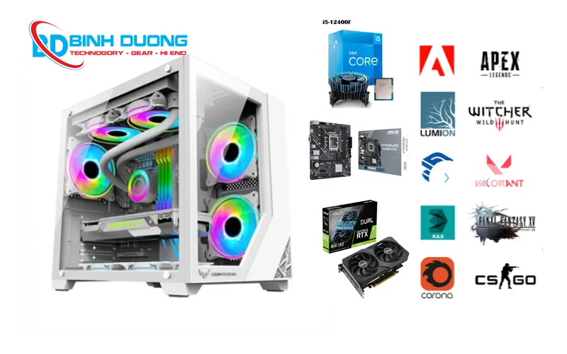 Bộ máy tính gaming i5-12400F/16GB/512GB SSD/GeForce RTX 3050 