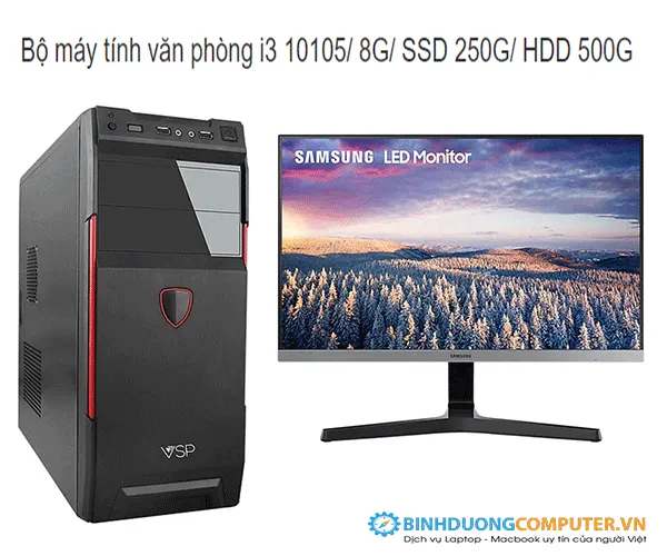 Bộ máy tính văn phòng i3 10105/ 8G/ SSD 250G/ HDD 500G