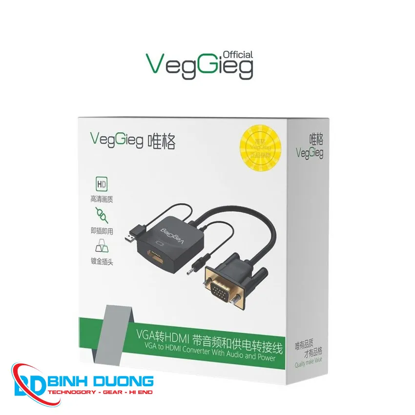 CÁP CHUYỂN VEGGIEG VGA SANG HDMI CÓ AUDIO + NGUỒN PHỤ V-Z618