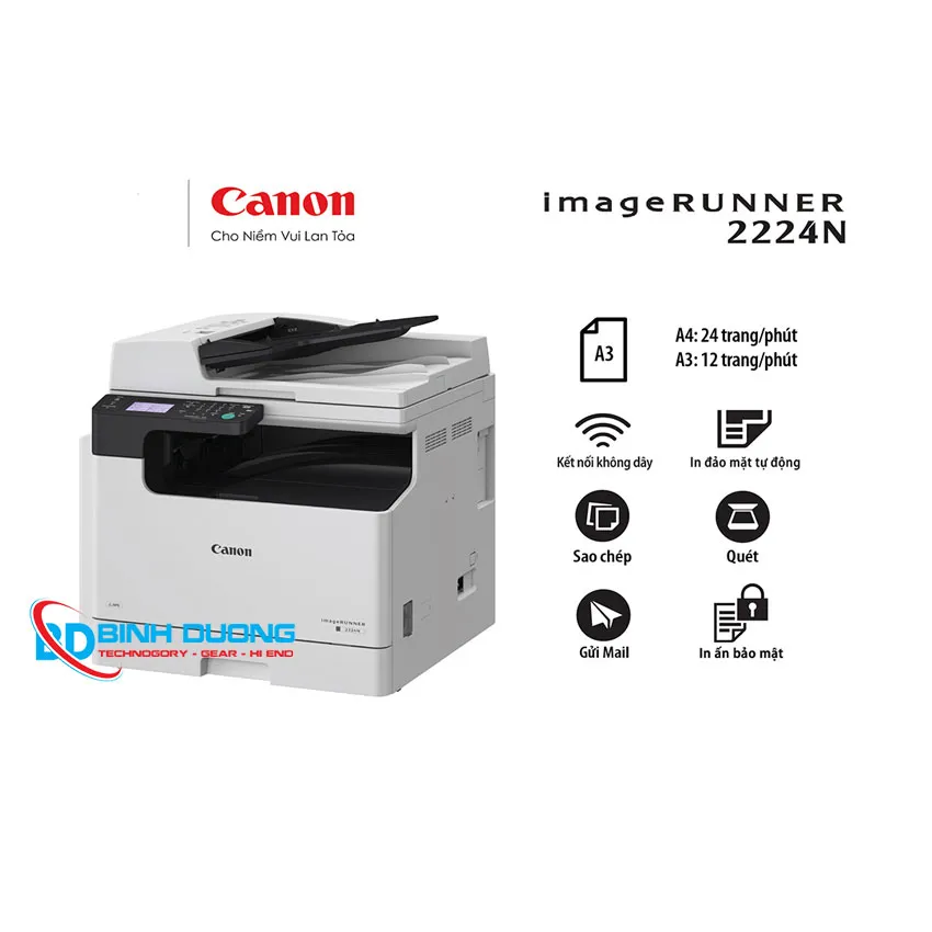 Máy photocopy Canon iR2224N (In đảo mặt| Copy| Scan| A3| A4| USB| LAN| WIFI)